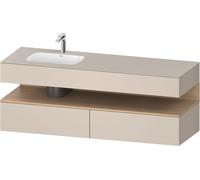 Duravit Collection One lavabo à encastrer avec meuble sous-vasque en console, 1600x550x600mm, niche en chêne naturel, vasque à gauche, QA4795030830010