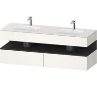 Duravit Collection One lavabo à encastrer avec meuble sous-vasque en console, 1600x550x600mm, niche graphite super mate, lavabos doubles, QA4797080840010, Couleur: Blanc supermat/avec Ã©clairage de ni