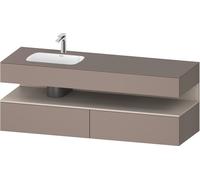 Duravit Collection One lavabo à encastrer avec meuble sous-vasque en console, 1600x550x600mm, niche taupe mat, vasque à gauche, QA4795091430000