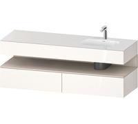 Duravit Collection One lavabo à encastrer avec meuble sous-vasque en console, 1600x550x600mm, niche Taupe Supermatt, vasque à droite, QA4796083220010, Couleur: Blanc brillant/avec Ã©clairage de niche
