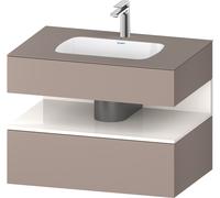 Duravit Collection One lavabo à encastrer avec meuble sous-vasque en console, 800x550x600mm, niche blanc ultra-brillant, QA4785022430010, Couleur: basalte mat/avec Ã©clairage de niche