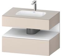 Duravit Collection One lavabo à encastrer avec meuble sous-vasque en console, 800x550x600mm, niche blanc mat, QA4785018910010, Couleur: Taupe mat/avec Ã©clairage de niche