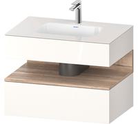 Duravit Collection One lavabo à encastrer avec meuble sous-vasque en console, 800x550x600mm, niche en chêne mamelonné, QA4785055220000, Couleur: Blanc brillant