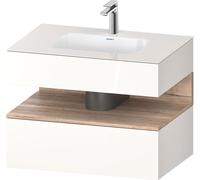 Duravit Collection One lavabo à encastrer avec meuble sous-vasque en console, 800x550x600mm, niche en chêne mamelonné, QA4785055220000, Couleur: Blanc brillant