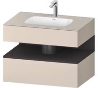 Duravit Collection One lavabo à encastrer avec meuble sous-vasque en console, 800x550x600mm, niche graphite super mate, QA4785080830010, Couleur: Taupe Supermatt/avec Ã©clairage de niche