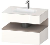 Duravit Collection One lavabo à encastrer avec meuble sous-vasque sur console, 800x550x600mm, niche basalte mat, QA4785043220010, Couleur: Blanc brillant/avec Ã©clairage de niche