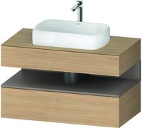 Duravit Collection One Meuble sous-vasque sur console, 1 tiroir, 1 tiroir, découpe au centre, 1000x550x600mm, niche basalte mat, QA4731043300000, Couleur: Chêne Nature