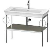 Duravit Console de meuble-lavabo tulipe blanche WT4547B9292 98,4 x 45 cm finition satinée gris pierre à poser au sol en métal 2 porte-serviettes