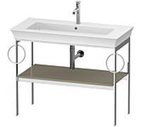 Duravit Console de meuble-lavabo tulipe blanche WT4547BH2H2 98,4 x 45 cm gris pierre à poser au sol en métal brillant 2 porte-serviettes