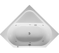 Duravit D-Code baignoire balnéo, 1400x1400mm, 2 pentes de dos, Jet Project, pentagonal, écoulement central, blanc brillant, 760137000JP1000
