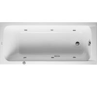 Duravit D-Code baignoire balnéo, 1600x700mm, 1 pente de dossier, Jet Project, rectangulaire, écoulement au pied, blanc brillant, 760096000JP1000