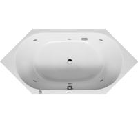 Duravit D-Code baignoire balnéo, 1900x900mm, 2 pentes de dos, Jet Project, hexagonal, écoulement central, blanc brillant, 760138000JP1000