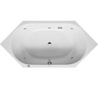 Duravit D-Code baignoire balnéo, 1900x900mm, 2 pentes de dos, Jet Project, hexagonal, écoulement central, blanc brillant, 760138000JP1000