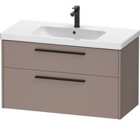 Duravit D-Code bâti-support pour lavabo, 1 tiroir, 1 tiroir, 984x460mm, découpe siphon, avec poignée, DC46730BD430000, Couleur: corps basalte mat, Poignée diamant noir mat