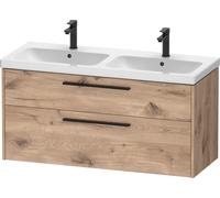 Duravit D-Code Ensemble pour meuble, lavabo pour meuble avec meuble sous-vasque suspendu, 1184x460x555mm, DC02950BD550000, Couleur: Carcasa de roble jaspeado, tirador negro diamante mate