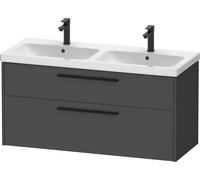 Duravit D-Code Ensemble pour meuble, lavabo pour meuble avec meuble sous-vasque suspendu, 1184x460x555mm, DC02950BD490000, Couleur: corps graphite mat, Poignée diamant noir mat