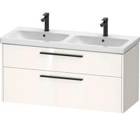 Duravit D-Code Ensemble pour meuble, lavabo pour meuble avec meuble sous-vasque suspendu, 1184x460x555mm, DC02950BD220000, Couleur: Corps blanc brillant, Poignée noir diamant mat