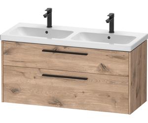 Duravit D-Code Ensemble pour meuble, lavabo pour meuble avec meuble sous-vasque suspendu, 1184x460x555mm, DC02950BD550000, Couleur: Carcasa de roble jaspeado, tirador negro diamante mate