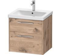 Duravit D-Code ensemble pour meuble, lavabo pour meuble avec meuble sous-vasque suspendu, 584x460x555mm, DC0292010550000, Couleur: Caisson Chêne Marbré, poignée Chrome Brillant
