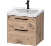 Duravit D-Code ensemble pour meuble, lavabo pour meuble avec meuble sous-vasque suspendu, 584x460x555mm, DC02920BD550000, Couleur: Carcasa de roble jaspeado, tirador negro diamante mate