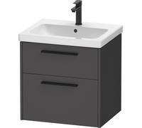 Duravit D-Code ensemble pour meuble, lavabo pour meuble avec meuble sous-vasque suspendu, 584x460x555mm, DC02920BD490000, Couleur: corps graphite mat, Poignée diamant noir mat