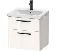 Duravit D-Code ensemble pour meuble, lavabo pour meuble avec meuble sous-vasque suspendu, 584x460x555mm, DC02920BD220000, Couleur: Corps blanc brillant, Poignée noir diamant mat