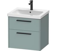 Duravit D-Code ensemble pour meuble, lavabo pour meuble avec meuble sous-vasque suspendu, 584x460x555mm, DC02920BDHG0000, Couleur: Corps vert fjord mat, Poignée noir diamant mat