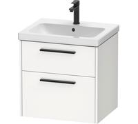 Duravit D-Code ensemble pour meuble, lavabo pour meuble avec meuble sous-vasque suspendu, 584x460x555mm, DC02920BD180000, Couleur: Corps Blanc Mat, Poignée Noir Diamant Mat