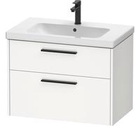 Duravit D-Code Ensemble pour meuble, lavabo pour meuble avec meuble sous-vasque suspendu, 784x460x555mm, DC02930BD180000, Couleur: Corps Blanc Mat, Poignée Noir Diamant Mat