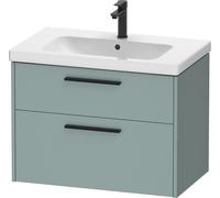 Duravit D-Code Ensemble pour meuble, lavabo pour meuble avec meuble sous-vasque suspendu, 784x460x555mm, DC02930BDHG0000, Couleur: Corps vert fjord mat, Poignée noir diamant mat