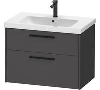 Duravit D-Code Ensemble pour meuble, lavabo pour meuble avec meuble sous-vasque suspendu, 784x460x555mm, DC02930BD490000, Couleur: corps graphite mat, Poignée diamant noir mat