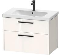 Duravit D-Code Ensemble pour meuble, lavabo pour meuble avec meuble sous-vasque suspendu, 784x460x555mm, DC02930BD220000, Couleur: Corps blanc brillant, Poignée noir diamant mat