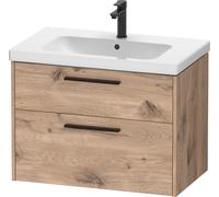 Duravit D-Code Ensemble pour meuble, lavabo pour meuble avec meuble sous-vasque suspendu, 784x460x555mm, DC02930BD550000, Couleur: Carcasa de roble jaspeado, tirador negro diamante mate