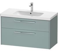 Duravit D-Code Ensemble pour meuble, lavabo pour meuble avec soubassement pour lavabo suspendu, 984x460x555mm, DC0294010HG0000, Couleur: Corps vert fjord mat, Poignée chrome brillant