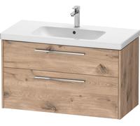 Duravit D-Code Ensemble pour meuble, lavabo pour meuble avec soubassement pour lavabo suspendu, 984x460x555mm, DC0294010550000, Couleur: Caisson Chêne Marbré, poignée Chrome Brillant