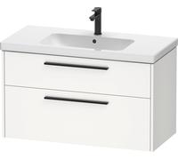 Duravit D-Code Ensemble pour meuble, lavabo pour meuble avec soubassement pour lavabo suspendu, 984x460x555mm, DC02940BD180000, Couleur: Corps Blanc Mat, Poignée Noir Diamant Mat