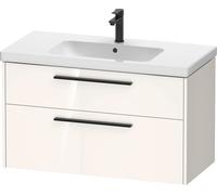 Duravit D-Code Ensemble pour meuble, lavabo pour meuble avec soubassement pour lavabo suspendu, 984x460x555mm, DC02940BD220000, Couleur: Corps blanc brillant, Poignée noir diamant mat