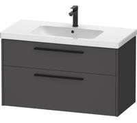 Duravit D-Code Ensemble pour meuble, lavabo pour meuble avec soubassement pour lavabo suspendu, 984x460x555mm, DC02940BD490000, Couleur: corps graphite mat, Poignée diamant noir mat