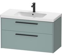 Duravit D-Code Ensemble pour meuble, lavabo pour meuble avec soubassement pour lavabo suspendu, 984x460x555mm, DC02940BDHG0000, Couleur: Corps vert fjord mat, Poignée noir diamant mat
