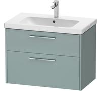 Duravit D-Code Meuble sous-lavabo, 1 tiroir, 1 tiroir, 784x460mm, découpe siphon, avec poignée, DC4672010HG0000, Couleur: Corps vert fjord mat, Poignée chrome brillant