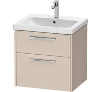 Duravit D-Code Meuble sous-lavabo, 1 tiroir, 584x460mm, découpe siphon, avec poignée, DC4670010910000, Couleur: Corps taupe mat, Poignée chrome brillant