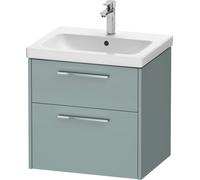 Duravit D-Code Meuble sous-lavabo, 1 tiroir, 584x460mm, découpe siphon, avec poignée, DC4670010HG0000, Couleur: Corps vert fjord mat, Poignée chrome brillant