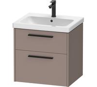 Duravit D-Code Meuble sous-lavabo, 1 tiroir, 584x460mm, découpe siphon, avec poignée, DC46700BD430000, Couleur: corps basalte mat, Poignée diamant noir mat