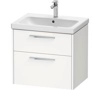 Duravit D-Code Meuble sous-lavabo, 1 tiroir, 634x460mm, découpe siphon, avec poignée, DC4671010180000, Couleur: Corps blanc mat, Poignée chrome brillant