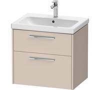 Duravit D-Code Meuble sous-lavabo, 1 tiroir, 634x460mm, découpe siphon, avec poignée, DC4671010910000, Couleur: Corps taupe mat, Poignée chrome brillant