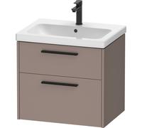 Duravit D-Code Meuble sous-lavabo, 1 tiroir, 634x460mm, découpe siphon, avec poignée, DC46710BD430000, Couleur: corps basalte mat, Poignée diamant noir mat