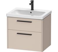Duravit D-Code Meuble sous-lavabo, 1 tiroir, 634x460mm, découpe siphon, avec poignée, DC46710BD910000, Couleur: corps taupe mat, Poignée diamant noir mat