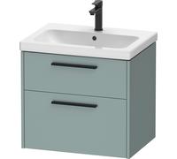 Duravit D-Code Meuble sous-lavabo, 1 tiroir, 634x460mm, découpe siphon, avec poignée, DC46710BDHG0000, Couleur: Corps vert fjord mat, Poignée noir diamant mat