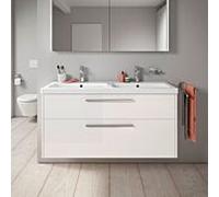 Duravit D-Code meuble sous-vasque double DC4674010220000 , poignée chromée, blanc brillant, suspendu, tiroirs 2, 1184x555x460 mm