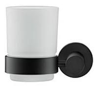Duravit D-Code - Porte-brosse à dents et dentifrice avec support, à gauche, verre dépoli/noir mat 0099194600
